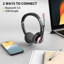 Wireless Headset with Mic for Work, Bluetooth Headphones with Microphone Noise Canceling & USB Dongle, Handsfree 26+ Hours Battery & Mute Button, for Office/Call Center/Laptop/MS Teams/Conference