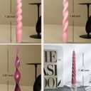 4 Pcs Baby Pink Twisted Spiral Candle Sticks, 7.47 Inch Unscented Smokeless Pink Candlesticks, Aesthetic Girly Taper Candles for Wedding Bridal Shower Baby Shower Birthday Party Dinner Table Decor