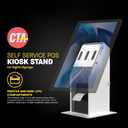 Self Service Kiosk POS Stand - CTA POS Kiosk with CPU & Printer Compartments for Digital Signage Displays TV's & Monitors up to 33 Pounds - for Restaurants, Retail & Business - White - (ADD-SSKPCW)
