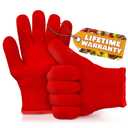 Heat Resistant Gloves for Cooking & Grilling – Aramid Oven Gloves with Fingers, BBQ Gloves with Cotton Lining, Non-Slip, 9.45"x3.94" Kitchen Mitts for Baking, Grilling Accessories