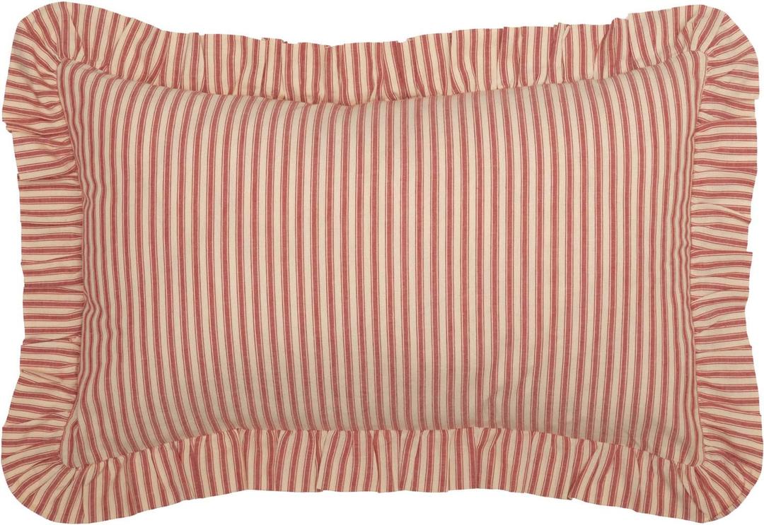 VHC Brands Sawyer Mill Red Ticking Stripe Fabric Pillow 14x22