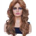 Rugelyss Vintage Wigs for Women Ginger Brown Mixed Blonde Wig for Lady Natural Synthetic Full Wigs for 70s 80s Cosplay Costume Disco Hair Wig