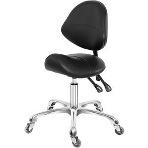 Saddle Stool Dental Hygienist Chair with Back Support, Rolling Esthetician Saddle Stool for Lash Salon Tattoo Shop Spa Dentist Clinic, Black, Adjustable Height 20-28 Inches, 100% Molded Foam Seat