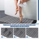Nuanchu Large Stone Bath Mat 31.2" x 23.3" - Foldable Diatomite Bath Mat with Anti-Slip Pad Quick-Dry Large Bathroom Non-Slip Absorbent and Easy to Clean for Shower Entryway Kitchen Counter(Gray)