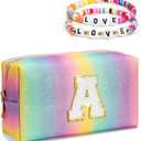 Birthday Gifts for 4 5 6 7 8 9 10 11 12 Year Old Girls, Initial Makeup Toiletry Bag for Kids, Kindergarten Graduation Gifts, Teacher Appreciation Gifts, Cute Trendy Stuff (Medium)