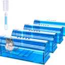 4 Pack Humane Mouse Traps No Kill, Catch and Release Live Mouse Trap Indoor for Home, Reusable Mice Trap Cage with Cleaning Brush(Blue)
