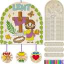 Cinrobiye 24 Sets Lent Crafts Kits for Sunday School Pray Fast Give Hanging Sign Christian Easter Sunday School Craft Bulk DIY Crafts for Kids Classroom Church VBS Activities Decorations