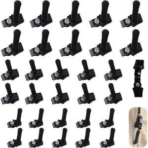 30Pcs Zipper Repair Kit Universal Zipper Fixer, Plastic Detachable Pulls Replacement Fix Zippers, Quick Install Zip Heads No Sewing Required for Bags Purses Luggage Jackets (3 Different Size)