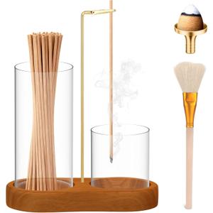 Glass Incense Holder, 3 in 1 Incense Sticks Burner Holder with Storage, Hang Upside Down Incense Holder for Sticks with Glass Ash Catcher for HolderBedroom House Yoga Meditation Zen