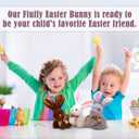Fluffy Easter Bunny Stuffed Animal with Bow Plush Bunny Toy Cute Huggable Rabbit for Kids & Adults on Easter 6-inch (White)