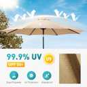 OLIXIS 9ft Patio Umbrella with Tilt and Crank Button & 8 Sturdy Ribs Waterproof, Patio Table Umbrella Perfect for Poolside, Terrace, Beach and Outdoor Restaurant, Khaki