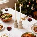 WORHE Marble Candle Holders Set of 2, Natural Stone Candlestick Holder for Christmas Decor, Wedding Centerpiece, Dining Table Fits 3/4" Taper Candles, Non-Slip Base, Light Brown (WH070)