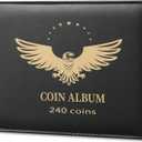 Coin Collection Holder Book for Collectors, PVC FREE, 240 Pockets Collecting Storage Album Organizer Supplies for Dime,Cent,Nickel,Quarter (240 Pockets)