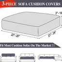 LA MEACK Couch Cushion Covers Seat Cushion Cover Stretch Couch Cover Separate Sectional Sofa Slipcovers Furniture Protector(3 Pieces for Seat or Sofa Backrest, Dark Grey)