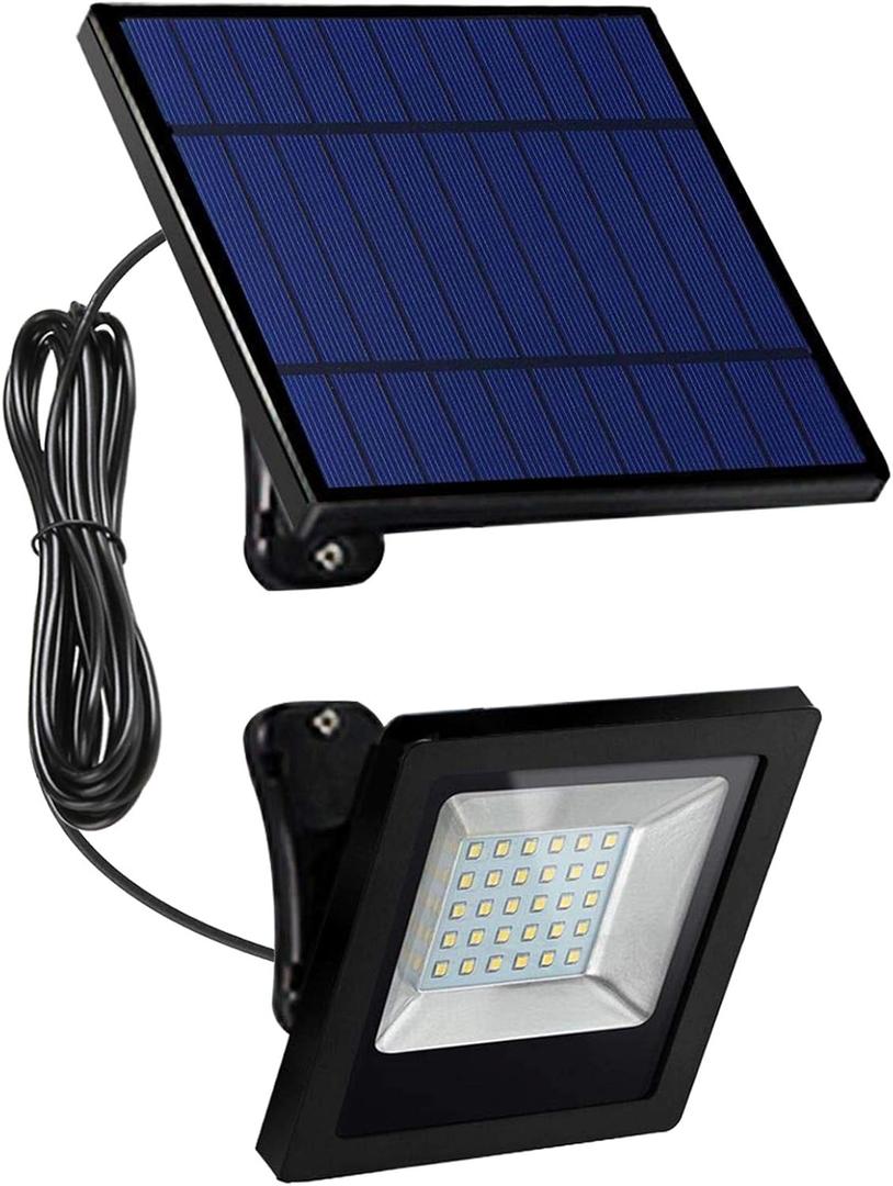 Solar Powered Lights Outdoor, Bright White Light IP65 Waterproof Auto Dusk to Dawn 350 Adjustable Solar Security Flood Lights for Barn, Garden, Garage, Pathway, Yard, Patio, Lawn, Balcony (1 Pack)