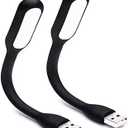 Mini Flexible Light, Portable USB Led Reading Night Lamp for PC Laptop Computer Notebook Power Bank - 2 Pack (Black)