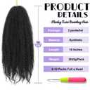 Marley Twist Braiding Hair 16 Inch 3 Packs, Black Cuban Twist Hair Afro Kinky Curly Twist Crochet Hair for Women, Synthetic Marley Hair Extensions(16 Inch, 1B#)