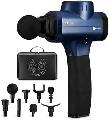 LifePro Massage Gun & Holder (Sold Separately) – Percussion Muscle Massager for Athletes with 8 Heads & 6 Speeds – Deep Tissue Back Muscle Extender for Recovery