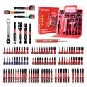 Geinxurn 100Pieces 1”/2” Impact Screwdriver Bits Set, Magnetic S2 Steel (Phillips/Slotted/Square/Torx/Hex/Security Torx) Driver Bits Tips,Impact Bit Holder and Nut Driver with Red Storage Box Case