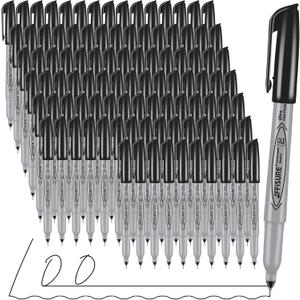Permanent Markers, Ultra Fine Point,Black,100 Count, 0.4mm, Fine Tippermanent Marker Set, Quick Dry,Waterproof, Fading Resists, Durable,Marks On Paper, Glass, Ceramic, Plasticwood, Rock, Metal
