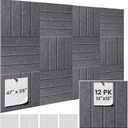 Cork Boards for Walls 47x35 inch 12 Pack, Large Customizable Felt Bulletin Board with 60 Safe Removable Adhesive Tabs,Alternative for Office, School, Photo Display, Memo Organizer Grey