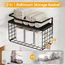 Towel Racks for Bathroom,Towel Rack Wall Mounted, 6 Tier Rolled Or Folded Towel Holder with Floating Shelves, Bathroom Towel Holder for Bath, Hand Towels,Metal and Wood,Full Black