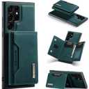 Wallet Case for Samsung Galaxy S23 Ultra, DG.MING Premium Leather Phone Case Back Cover Magnetic Detachable with Trifold Wallet Card Holder Pocket for Samsung Galaxy S23 Ultra (Green)