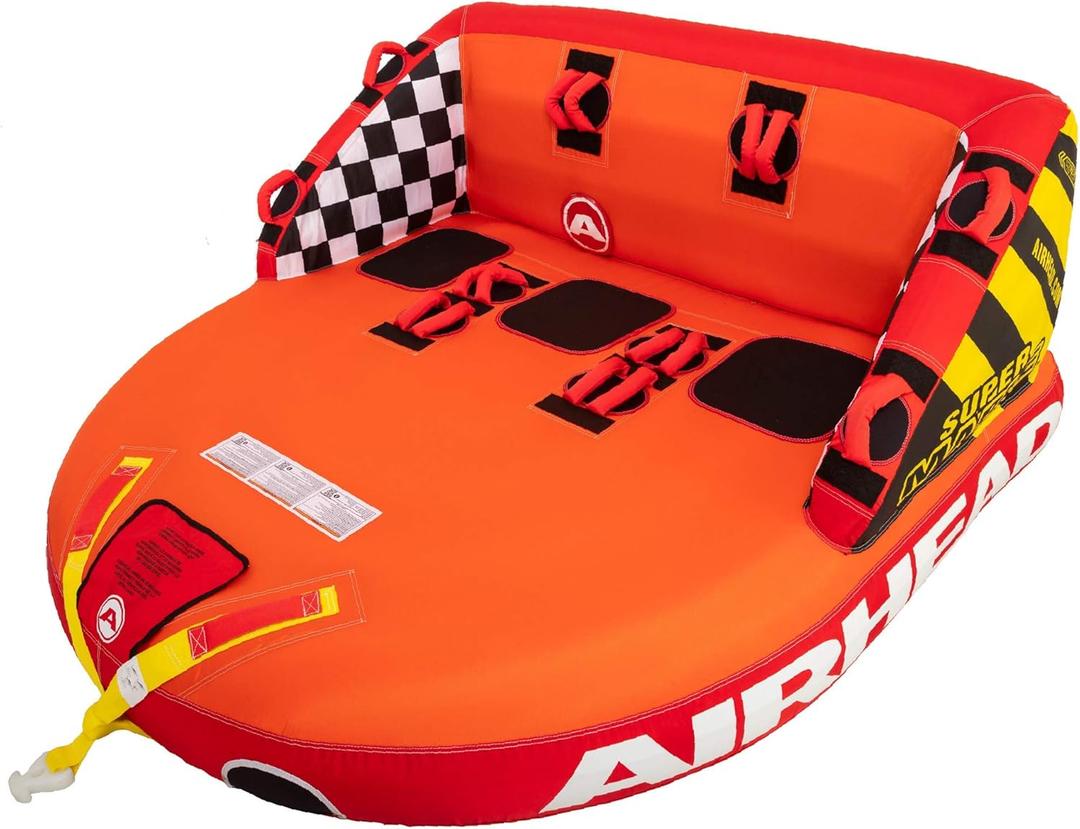 Airhead Mable Inflatable Towable Tube, 1-3 Rider Models, Dual Tow Points, Full Nylon Cover, EVA Foam Pads, Patented Speed Valve, Boat Tubes and Towables