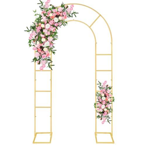 Gawicpy U-Shaped Metal Arched Flower Rack Perfect for Wedding Decorations and Celebrations 7.2 x 4.2 FT Wedding Arch Frame for Birthdays, Parties, and More (Gold)