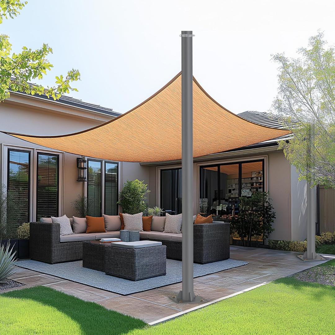 Shade Sail Pole, 10ft Outdoor Sun Shade Pole, 3" Diameter Steel Heavy Duty Sun Shade Sail Pole for Patio Deck Playground Backyard, Grey Sun Sail Pole with Hardware, Shade Sail Post One Pole