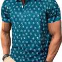 M MOTEEPI Men's Fashion Polo Shirts Short Sleeve Casual Lightweight Collar Slim Fit Golf Shirts T Shirts (Dark Green Triangle)