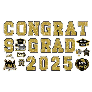 Congrats Grad Car Magnets, Waterproof Graduation Cruise Door Magnets Stickers 2025 for Car Garage Door Metal and Magnetic Surfaces Ideal Party Supplies and Decorations(Gold), Graduates Inflatable Hat