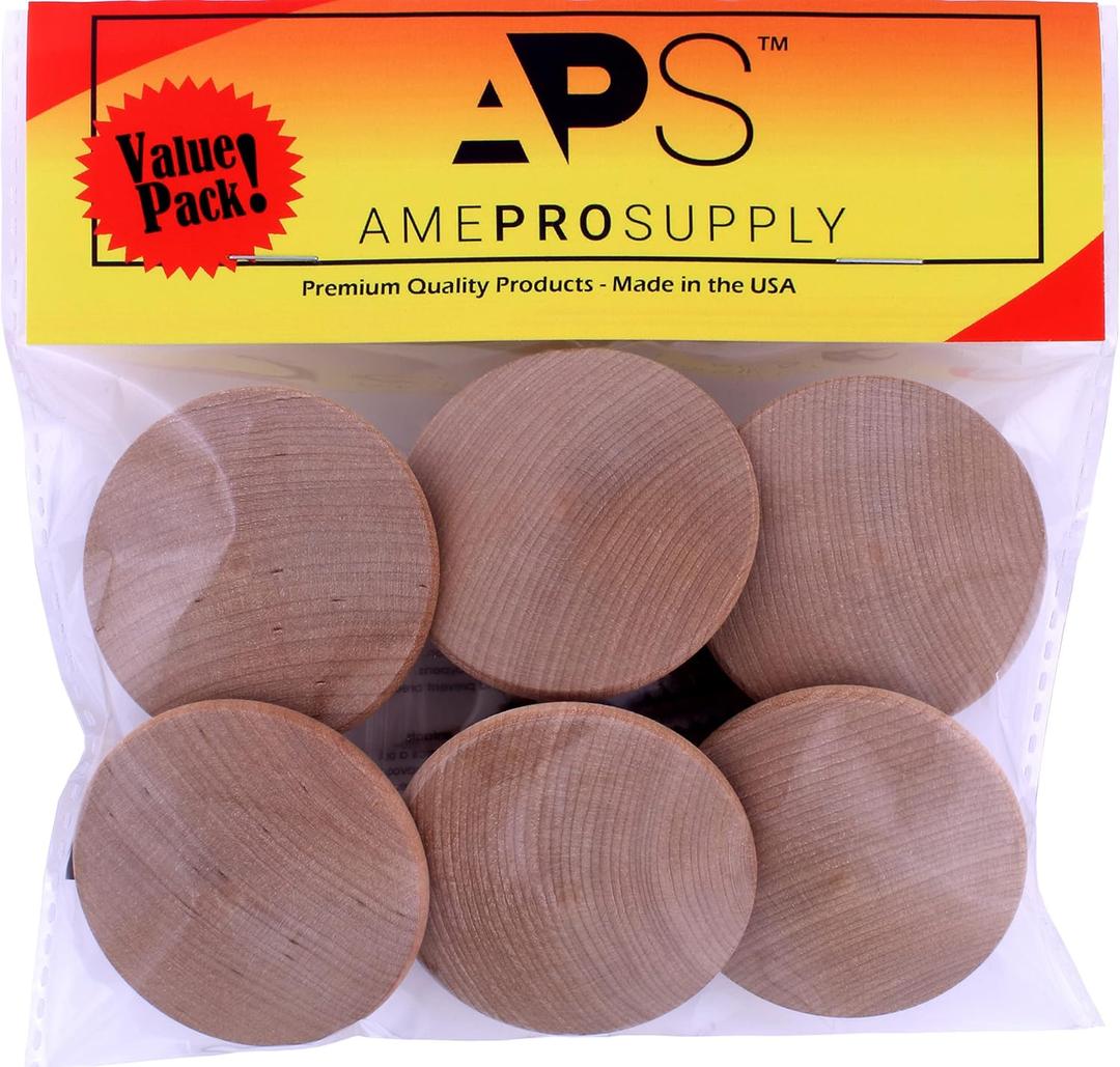 Wood Knobs Extra Large 2 inch Big Wooden Knob for Bifold Doors, Closet Door, Furniture Dresser Pulls with Screws (6 Piece)