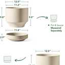 LE TAUCI 12 Inch Pots for Plants with Saucer, Ceramic Indoor Planter Pot for Plants with Drainage Hole, Mesh Pad Included, Unglazed Porous Ceramic, Modern for Home and Office, Speckled Oat