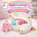 KMUYSL Toys for Girls Ages 0 1 2 3 4 5 6 7 8+ Years - Unicorn Mommy Stuffed Animal with 4 Baby Unicorns in Her Tummy, Soft Unicorn Plush Toys Set, Christmas Birthday Gifts for Baby, Toddler, Kids