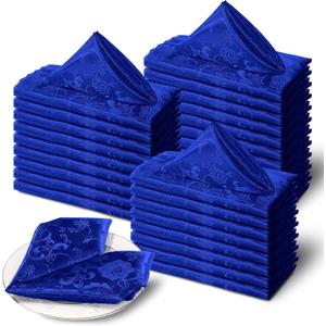 60 Pack Royal Blue Satin Cloth Napkins, 17x17 Inch Satin Napkins Damask Cloth Napkins Jacquard Dinner Napkins Luxurious Cloth Napkin for Wedding Banquet Party Restaurant Dinner Decoration