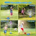 4-in-1 Water Sprinkler for Kids, Water Outdoor Baseball Rocket Launcher Toy with Water Sprinkler Baseball Toy, Kids Outdoor Sprinkler for Summer Backyard Lawn Pool Party for Ages 3-8 (Blue)