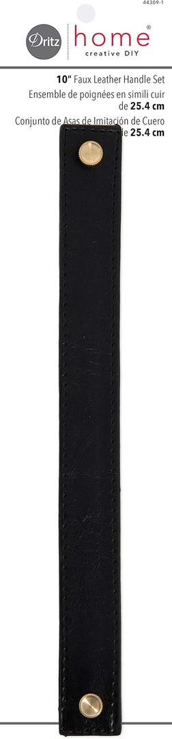 Dritz Home 44309-1 Faux Leather Handle Set, 10-Inch , Black (2-Pack)