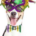 5 x Mardi Gras Ribbons Bows for Wreath, 2.5 Inch 10 Yards Glitter Gold Green Purple Stripes Ribbon Fat Tuesday Holiday Craft Wired Edge Ribbons for Gift Wrapping Mardi Gras Party Decorations (Style 3: Stripes)