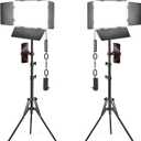 2 Pack LED Video Light Kit with Barn Door, Kewaiaa 30W Photography Light Panel with Stand, 3000Lux 2500K-8500K Dimmable Studio Lights for Video Recording/Filming/Photoshoot Shooting/Live Streaming