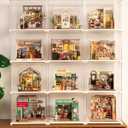 Rowood Display Box,Dustproof Acrylic Display Case for Miniature House Kit,Book Nook,3D Puzzle(11.3x9.3x9.6inch)
