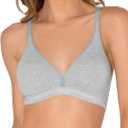 Fruit of the Loom Women's Wirefree Bralette, 38D, Heather Grey/White, 2 pack