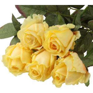 Artificial Realistic Roses Yellow Flowers 24" Real Touch Silk Roses Bouquet Long Stems Rose for Flower Arrangement Fake Roses Decor for Home Party Wedding Table Centerpieces Roses Realistic - 5 Pcs