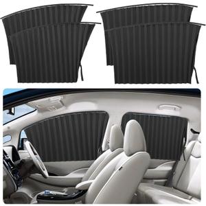 4 Pcs Car Side Window Sun Shades - Car Magnetic Track Blinds Curtains, Car Window Curtains, Car Summer Sunshade Accessories, Protecting Infant Sleep Privacy Sun Shades Black