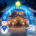 8 FT Hanukkah Inflatable Outdoor Decorations-Giant Chanukah Blow Up Inflatable Arch with Snowmen & Dreidel-Built in 5 LED Lights,Hanukkah Outdoor Decorations for Holiday Lawn Yard Garden Decor