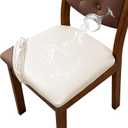 Waterproof PU Leather Seat Covers for Dining Room Chairs Set of 4, Stretch Dining Chair Slipcovers, Kitchen Chair Seat Covers, Non-Slip & Washable (Beige)