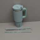 BJPKPK 40 oz Insulated Tumbler With Lid And Straw Stainless Steel Tumblers Cup With Handle For Women And Men,Blue Haze