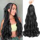 French Curly Braiding Hair 8 Packs Loose Wavy Braiding Hair Pre Stretched Bouncy Synthetic French Curl Braiding Hair Extensions for Women (1B, 18 Inch)