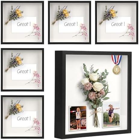 6 Pack Shadow Box Frame - 1.2" Deep Shadow Boxes 3D Picture Frame (6 Pcs/Black, 12"x12")