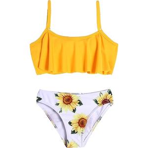 Arshiner Girls Swimsuit Two Pieces Bikini Set Ruffle Bathing Suits Flounced Tankini Swimwear 150, 